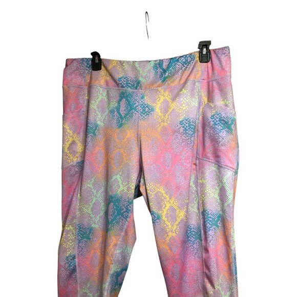 Multi Color Pro Player Yoga Stretch Workout Pants Diamond Scale Print Sz 3X - Picture 2 of 15